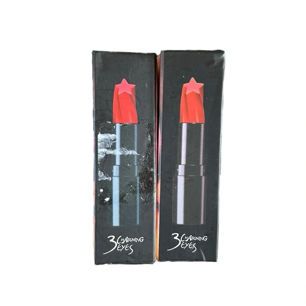 3 Charming Eyes Star Shaped Lipstick Set of 2 Pink/Red Pink K-Beauty Kawaii NWT